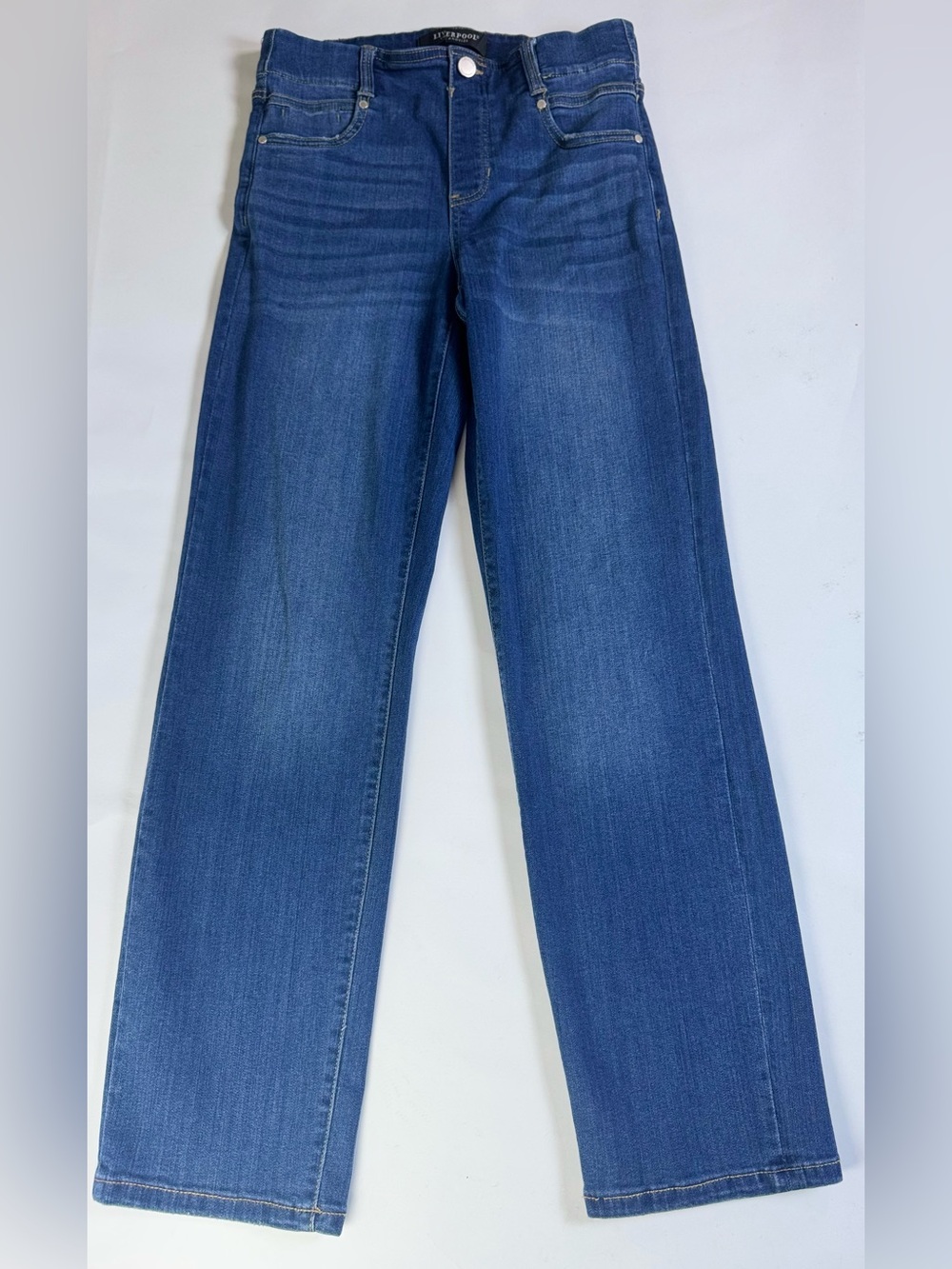 Liverpool Gia Glider Pull on Women's Blue Straight-Leg Jeans Size 4/27